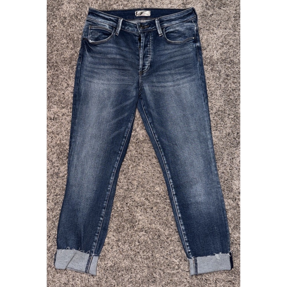 KUT From The Kloth Charlize Jeans Womens 6 High Rise Cigarette Leg Blue Raw Hem